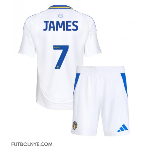 Camiseta Leeds United Daniel James #7 Primera Equipación para niños 2024-25 manga corta (+ pantalones cortos)